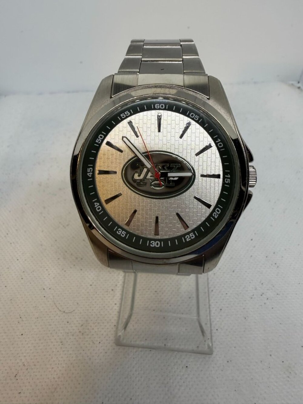 Game Time NY Jets NFL Mens Silver Textured Dial Stainless Steel Watch 42mm